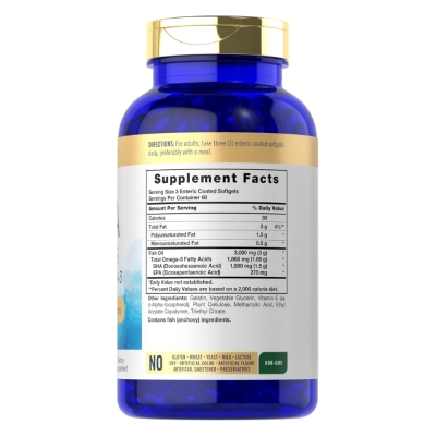 DHA 1500mg, Cérebro, Memória e Visão Saudável, Alta Concentração, 180 Softgels, Carlyle