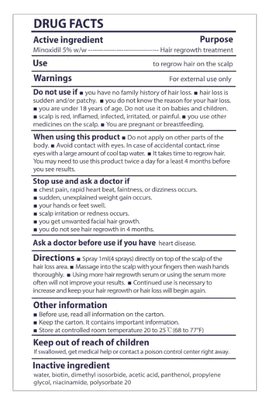 Minoxidil Spray 5%, Para Cabelos Mais Cheios e Grossos, 30ml Cada, Iristar