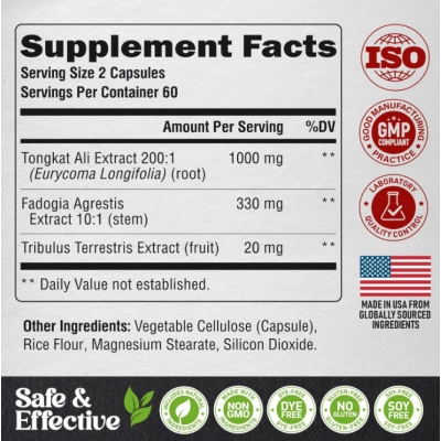 Tongkat Ali Men 1350mg, Energia, Força e Desempenho Masculino, 120 Cápsulas, Nutraharmony