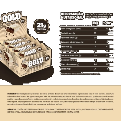Bold Bar, Barra de Proteína, 3 Unidades, Sabores, Bold Snacks
