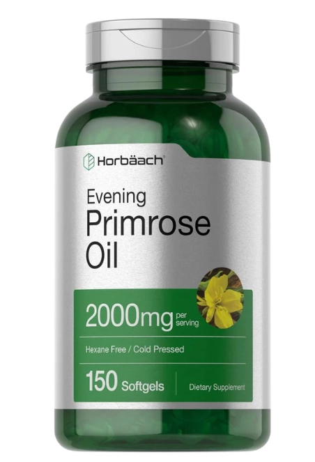 Óleo de prímula, Evening primrose, 2000mg, 150 cápsulas, Horbaach