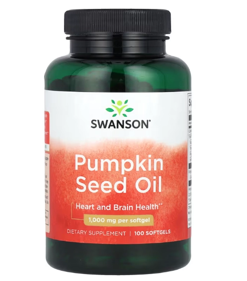 Pumpkin Seed Oil, Óleo de Semente de Abóbora, 1000mg, 100 cápsulas, Swanson