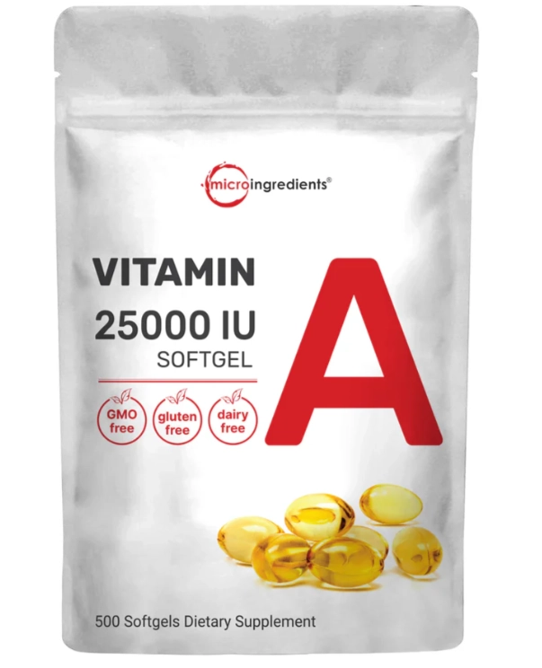 Vitamina A 25.000UI, Com Óleo de Coco, 500 Cápsulas, Micro Ingredients