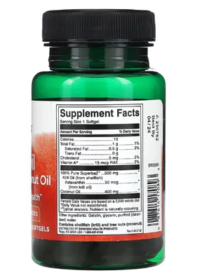 Óleo de Krill com Óleo de Coco Puro, 30 Cápsulas, Swanson