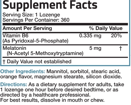 Melatonina 5mg, 360 Comprimidos Sublinguais Sabor Laranja, Bronson