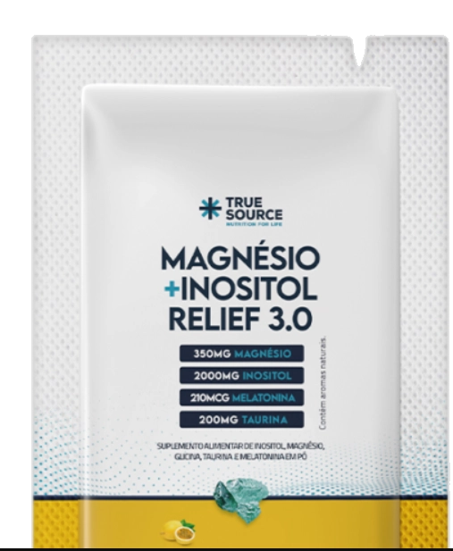 True Magnésio + Inositol Relief 3.0, Sabor Maracujá, 30 Sachês, True Source