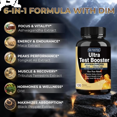 Ultra Test Booster, Suporte à Testosterona com Ashwagandha, Maca e Tongkat Ali, 120 Cápsulas, Dr.Foster