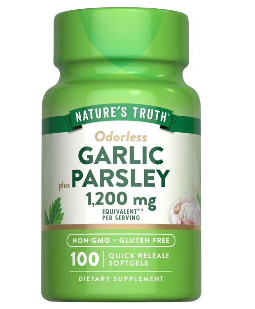 Garlic e Parsley, Oleo de Alho e Salsa, 1200mg, Sem Cheiro, 100 Cápsulas, Nature's Truth