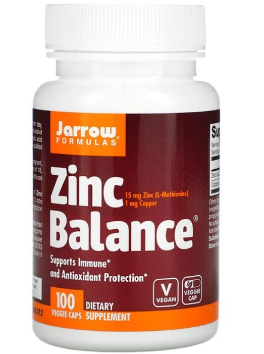 Zinc Balance Vegano, 100 Cápsulas, Jarrow Formulas