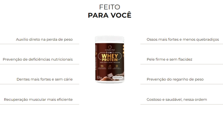 Whey Isolado 3 em 1, 525g Sabor Chocolate, Complete Bari