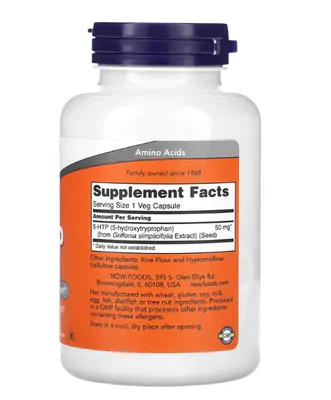 5-HTP (Humor Positivo), 50mg, 180 Cápsulas, Now