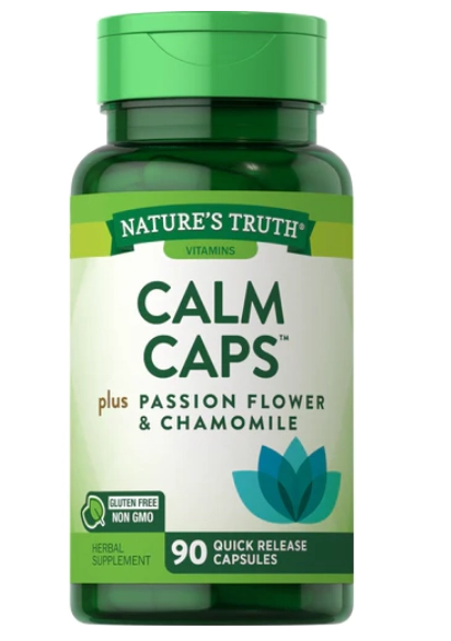 Calm Caps, Com L Theanin, Ashwagandha, Passiflora e Camomila, 90 Cápsulas, Nature's Truth