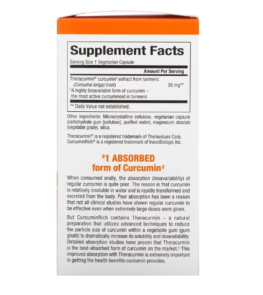 CurcuminRich, Theracurmin, 120 Cápsulas, Natural Factors