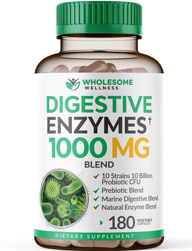 Disgestive Enzymes, Enzimas De Bem-esta 1000mg, 180 Cápsulas, Wholesome Wellness