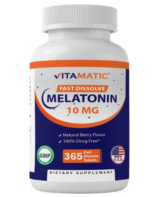 Melatonina 10mg, 365 Comprimidos Sabor Frutas Vermelhas, Vitamatic