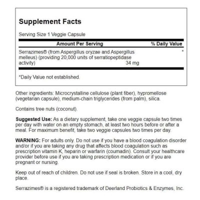 Serrazimes Enzimas 34mg, 60 Cápsulas, Swanson