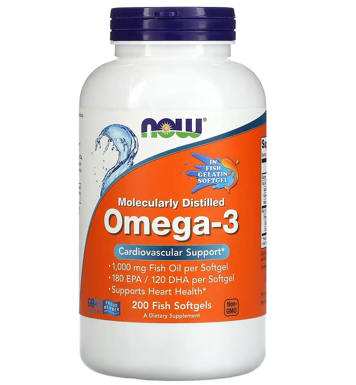 Ômega-3, 1000mg, 180 EPA/120 DHA, 200 Cápsula Softgel, Now