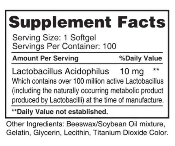 Probiótico Acidophilus, 100 Softgels, Earth's Creation