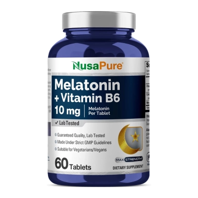 Melatonina com Vitamina B6 10mg, 60 Comprimidos, NusaPure