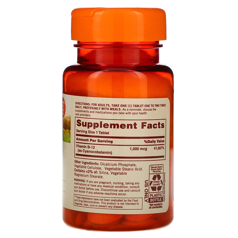 Vitamina B12, 1.000 mcg (Time Release) 120 Comprimidos, Sundowns
