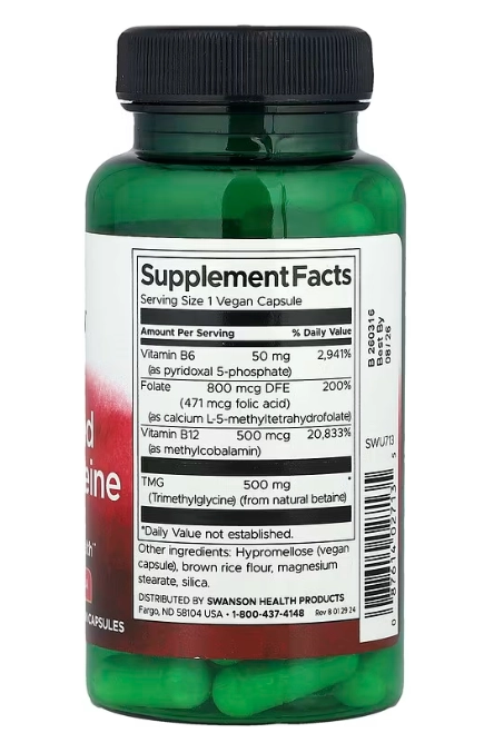 Activated Homocysteine, Homocisteína Ativada, 60 Cápsulas, Swanson
