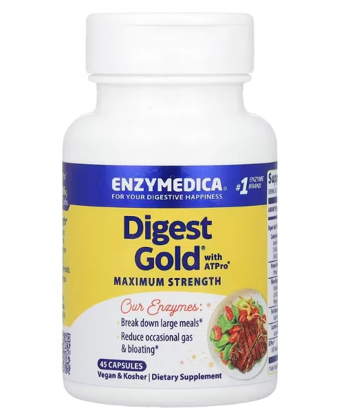 Digest Gold com ATPro, Força Máxima, 45 Cápsulas, Enzymedica