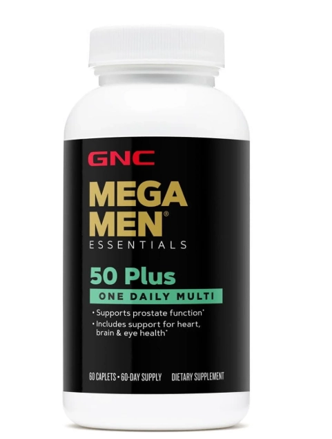Mega Men 50 Plus One Daily Multivitamínico, Suporta a Função da Próstata, 60 Cápsulas, GNC