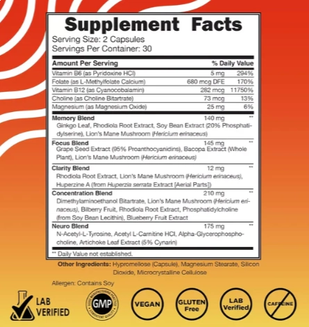 Brain Booster Plus, Neuro Blend, 60 Cápsulas, Vital Vitamins
