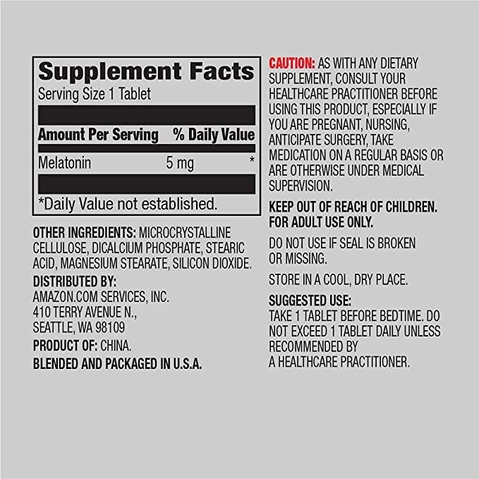 Melatonina, 5mg, 195 Cápsulas Vegana, Amazon Elements