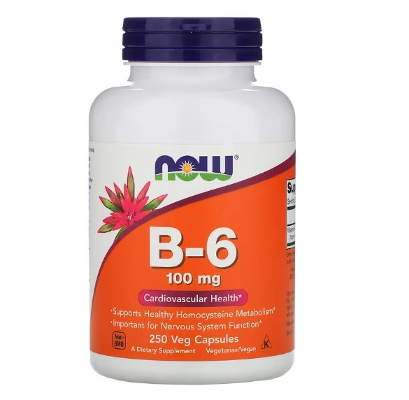 Vitamina B-6, 100mg, 250 Cápsulas, Now