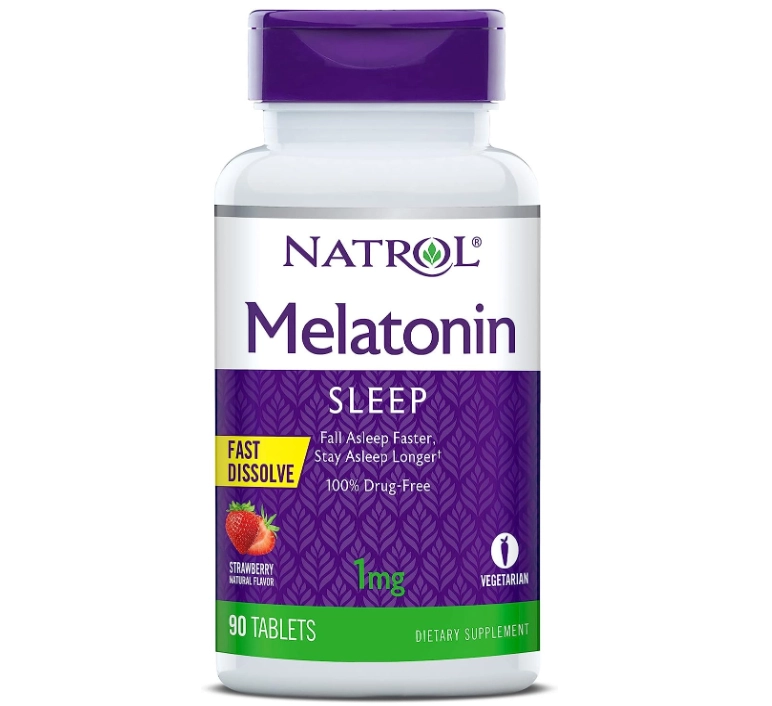 Melatonina, 1mg, Sublingual, Sabor Morango, 90 Comprimidos, Natrol