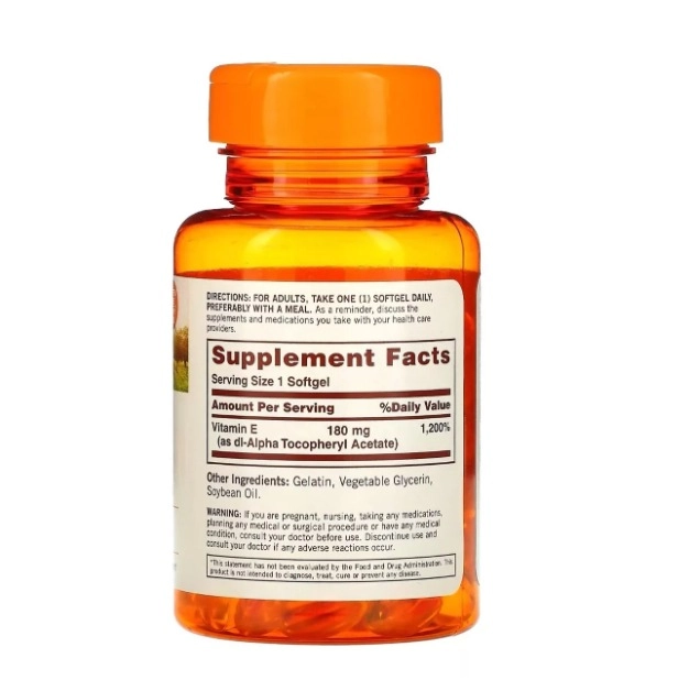 Vitamina E, 180mg / 400IU, 100 cápsulas, Sundown