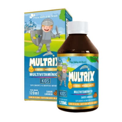 Kit 3 Unidades, MULTRIX (Xarope Infantil com Vitaminas de A a Z) Sabor Laranja, 120ml - Flora Nativa do Brasil