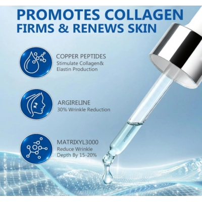 Sérum Facial de Peptídeos GHK-CU, Fórmula suave, 30ml, Feulover