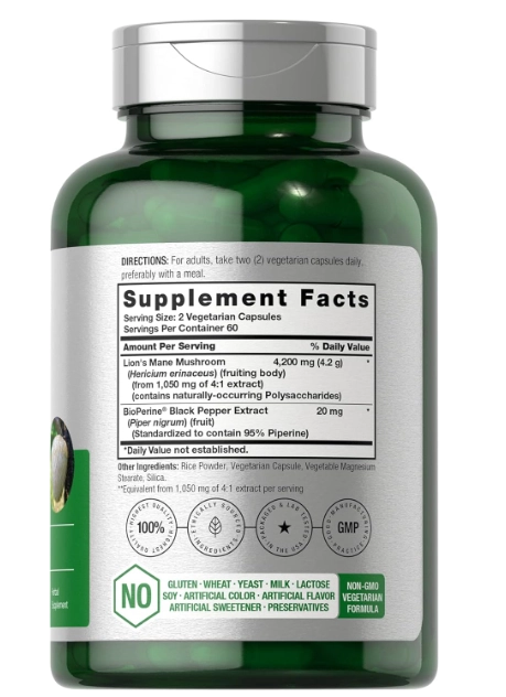 Lion's Mane, Juba de Leão, 4200mg, 120 Cápsulas, Horbaach