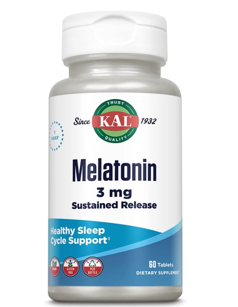 Melatonina 3mg Com Vitamina B6, 60 Comprimidos Sustained Release, Kal