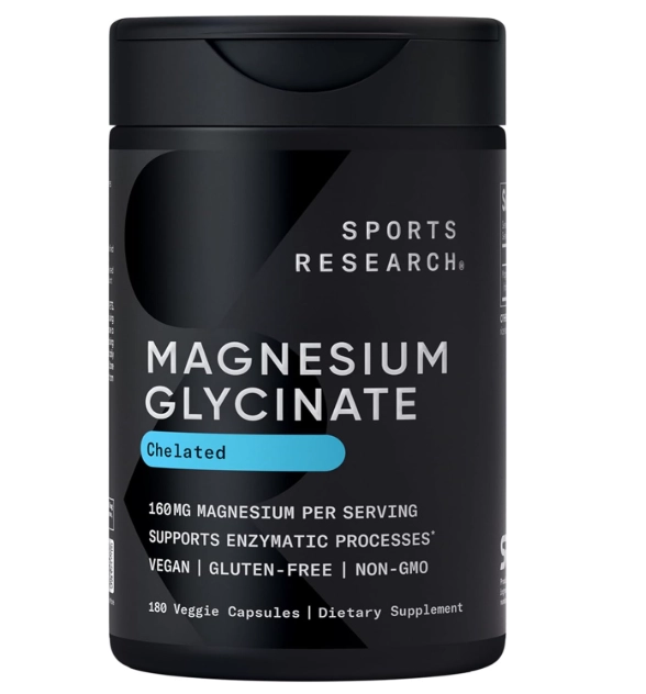 Magnésio Glycinate 160mg, 180 Cápsulas, Sports Research