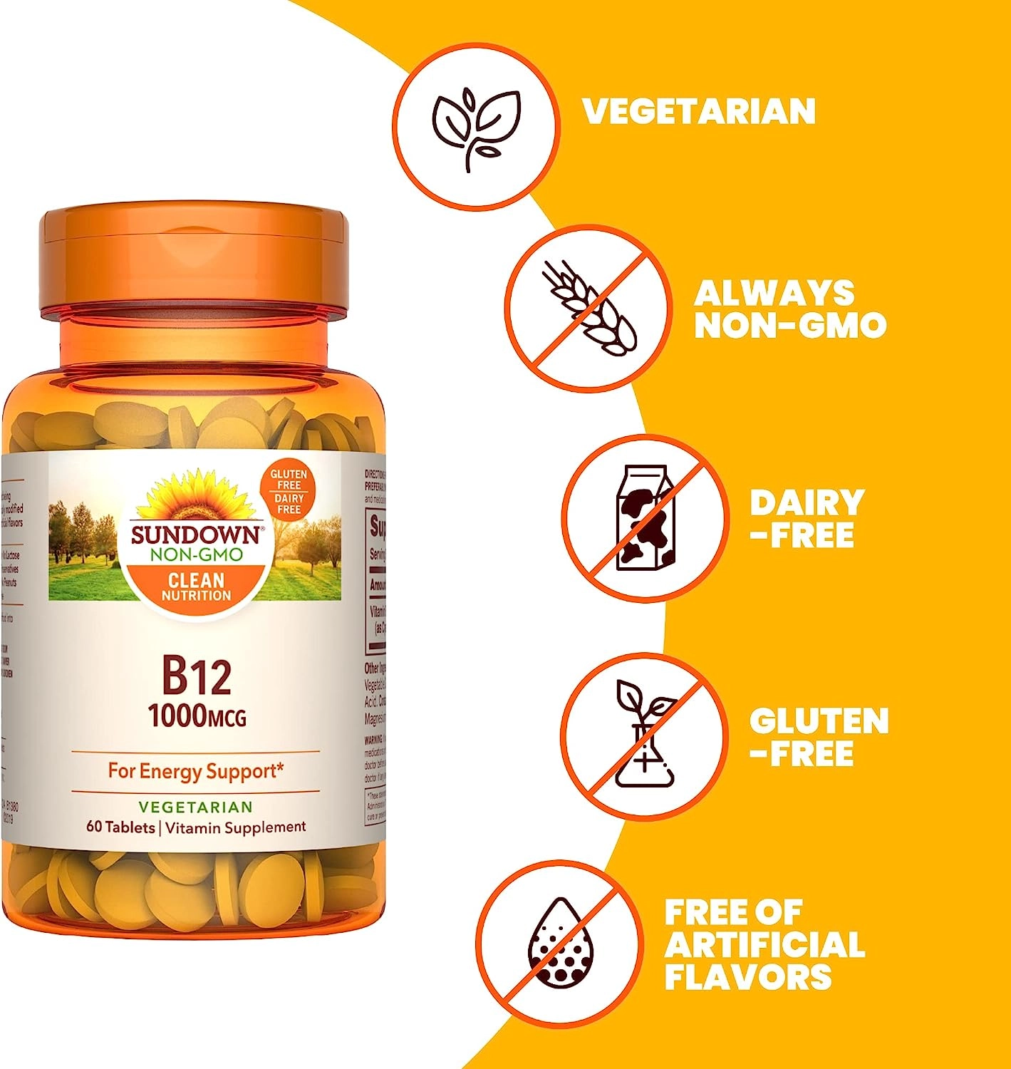 Vitamina B12, 1000mcg, 60 Comprimidos, Sundown