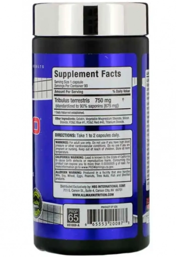 Tribulus Terrestris, 750mg, 90 cápsulas, 90% Saponinas, AllMax Nutrition