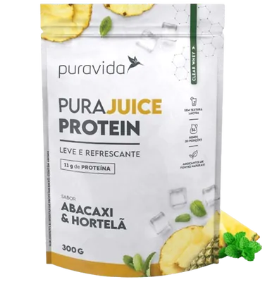 PuraJuice Protein, Sabor Abacaxi com Hortelã, 300g, PuraVida