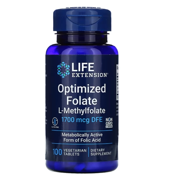 Folato Otimizado, 1.700 mcg DFE, 100 Comprimidos, Life Extension