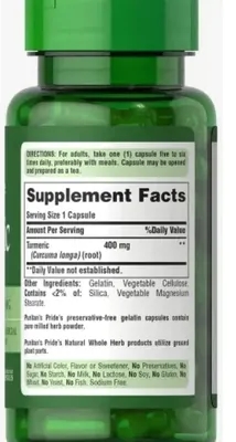 Turmeric Curcumin, Cúrcuma, 400mg, 100 cápsulas, Puritans Pride