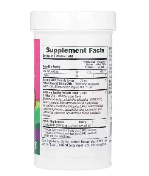Probiótico, Suplemento Digestivo Infantil,  7 Bilhões de UFC, 30 Comprimidos Mastigáveis Sabor Frutas, NaturesPlus