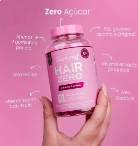 Gummy Hair Zero, 60 Gomas Sabor Tutti Trutti 