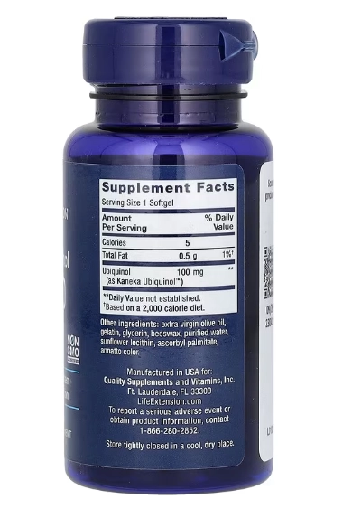 Super Ubiquinol CoQ10, 100mg, 60 Cápsulas, Life Extension