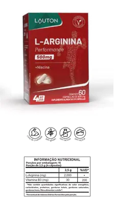 L-Arginina Plus 500mg, 60 Cápsulas, Lauton Nutrition