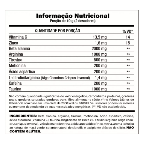 Pré Treino Beta Fusion, 300g Sabor Maçã verde, Cell Force