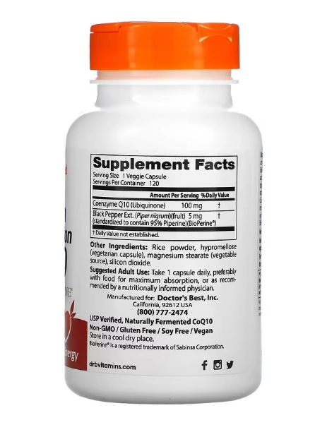 Coenzima CoQ10 Alta absorção, 100mg com BioPerine, 120 Cápsulas, Doctor's Best