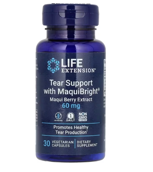 Tear Support com MaquiBright, Extrato de Maqui Berry, 60mg, 30 Cápsulas, Life Extension