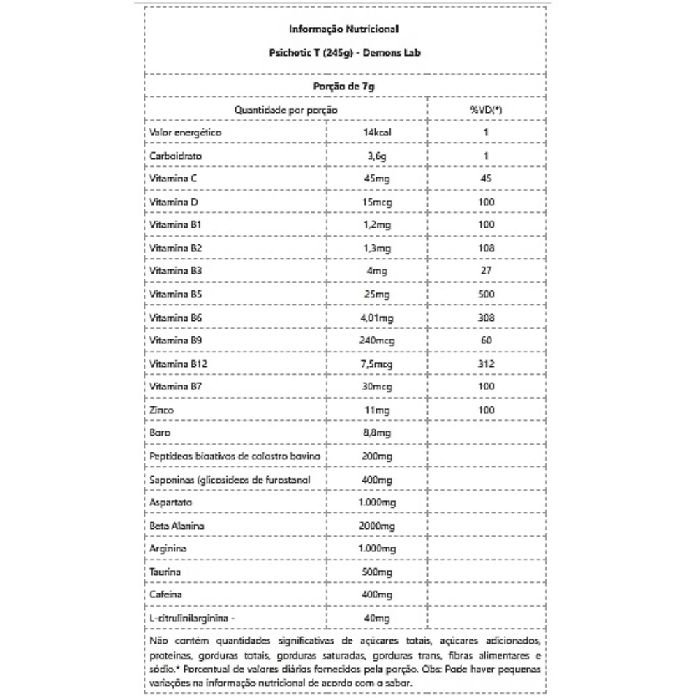 Pré Treino T Psichotic 245g, Sabor Fruit Energy - Demons Lab